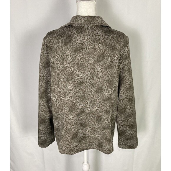 Chico’s Sz 2 US Large Animal Instincts Scuba Jacket in Shiitake Open Front NWT - Picture 3 of 10